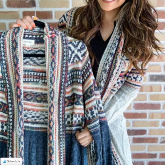 Women's Top PATTERNS AT PLAY FRINGE CARDIGAN - Picture 1 of 3